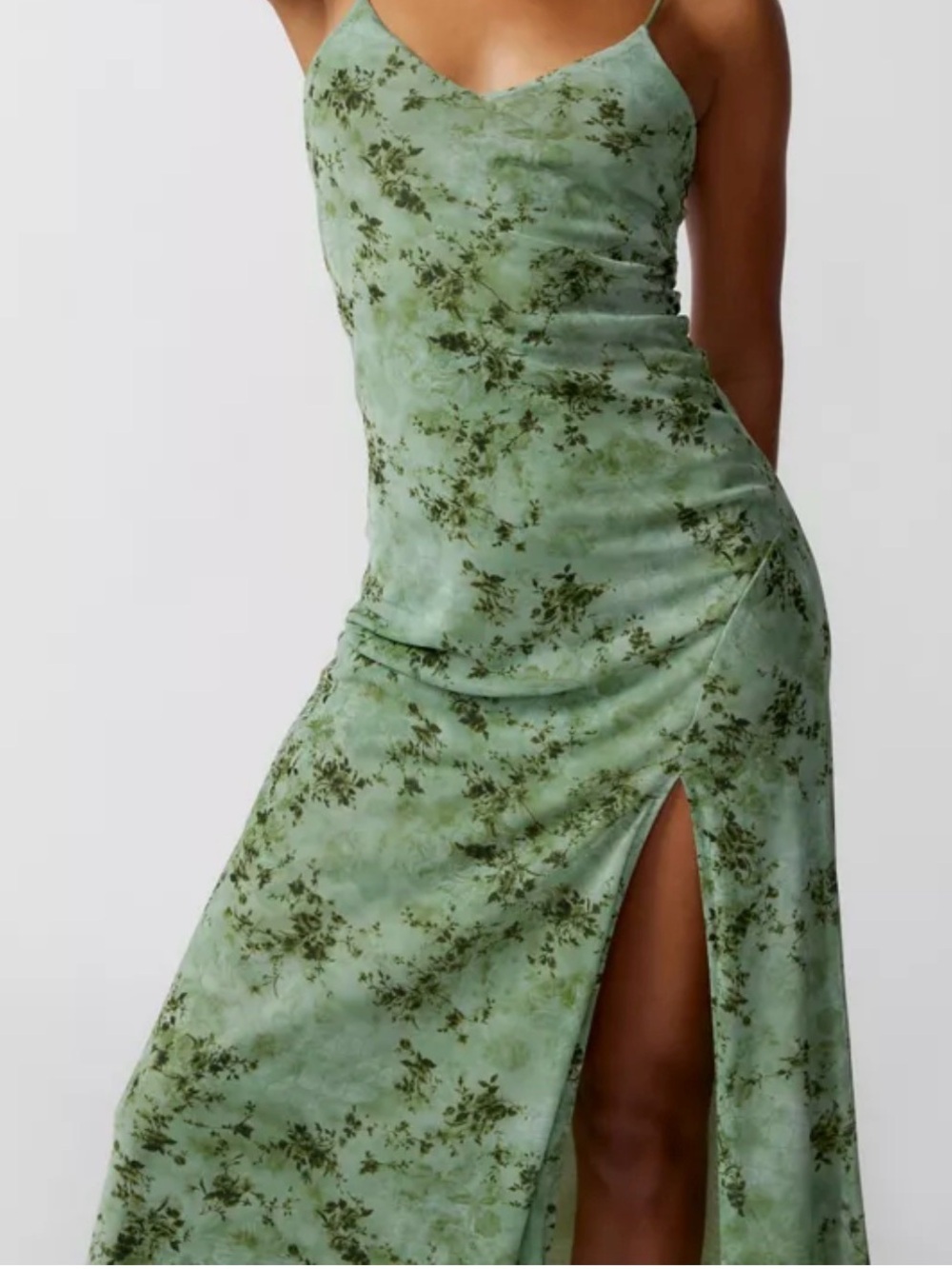 Urban Outfitters Olive Green Floral Slip Maxi Dress